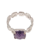 Bague Améthyste Carré Facetté Argent 925 Taille 53