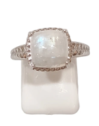 Bague Pierre de Lune Carré Argent 925 Tressé Taille 56