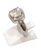 Bague Pierre de Lune Carré Facetté Argent 925 Ciselé Taille 55