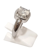 Bague Pierre de Lune Carré Facetté Argent 925 Ciselé Taille 55