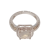 Bague Pierre de Lune Carré Facetté Argent 925 Ciselé Taille 55