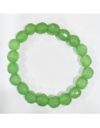 Bracelet Agate verte naturelle facettée Pierres rondes 10mm