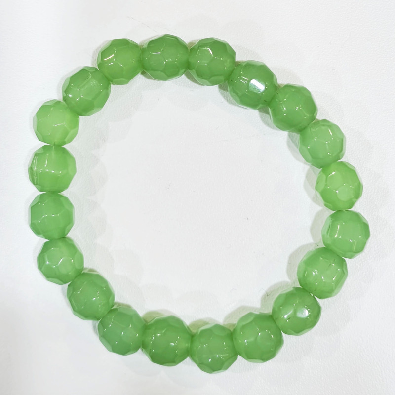 Bracelet Agate verte naturelle facettée Pierres rondes 10mm