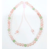 Bracelet Quartz Cerise et Aventurine Verte Pierres Rondes 4mm Poignet / Cheville Cordon