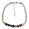 Bracelet Œil de Tigre Teinté Pierres Rondes 5/6mm avec Fermoir 19 + 5 cm