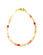 Bracelet Opale de Feu Petites Briques avec Fermoir Acier Doré 19 cm