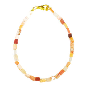 Bracelet Opale de Feu Petites Briques avec Fermoir Acier Doré 19 cm