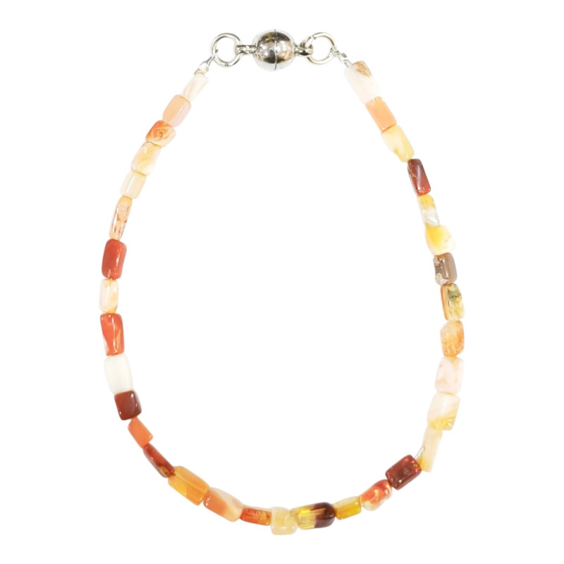 Bracelet Opale de Feu Petites Briques avec Fermoir Acier Aimanté 19 cm