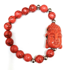Bracelet Jaspe Impérial Tête de Bouddha Pierres Rondes 10mm