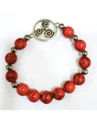 Bracelet Jaspe Impérial Triskel Pierres Rondes 10mm