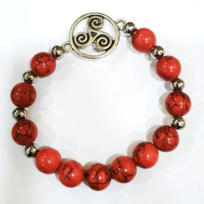 Bracelet Jaspe Impérial Triskel Pierres Rondes 10mm