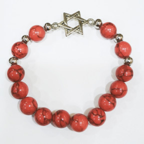 Bracelet Jaspe Impérial Etoile de David Pierres Rondes 10mm