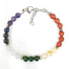Bracelet 7 Chakras avec Inserts Argent Pierres Rondes 6mm sur Câble Acier 17 + 3 cm