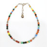 Bracelet 7 Chakras Argent 925 Pierres Rondes 3mm et Inserts avec Fermoir 18 + 3 cm