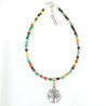 Bracelet 7 Chakras Arbre de Vie Argent 925 Pierres Rondes 2mm et Inserts avec Fermoir 18 + 3 cm