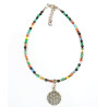 Bracelet 7 Chakras Fleur de Vie Argent 925 Pierres Rondes 2mm et Inserts avec Fermoir 18 + 3 cm