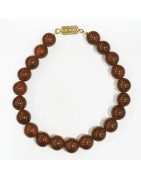 Bracelet Cornaline Pierres Rondes 8mm avec fermoir Doré (19 cm)