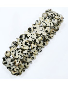 Bracelet Jaspe Zèbre Large (2cm) Pierres Losanges et Rondes 6mm