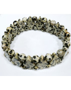 Bracelet Jaspe Zèbre Large (2cm) Pierres Losanges et Rondes 6mm