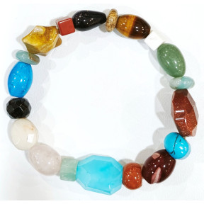 Bracelet Multipierres Roulées et Petits Cubes