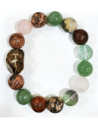Bracelet Quartz Fumé  et Multipierres Rondes 12mm