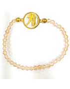 Bracelet Verre de Murano Saumon Perles Facettées Coniques Signe Astro Verseau Doré