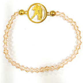 Bracelet Verre de Murano Saumon Perles Facettées Coniques Signe Astro Verseau Doré