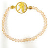 Bracelet Verre de Murano Saumon Perles Facettées Coniques Signe Astro Verseau Doré