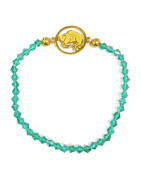Bracelet Verre de Murano Vert Perles Facettées Coniques Signe Astro Taureau Doré