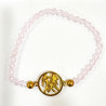 Bracelet Verre de Murano Rose Perles Facettées Coniques Signe Astro Gémeau Doré