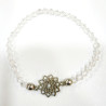 Bracelet Verre de Murano Cristal Perles Facettées Coniques Insert Fleur de Lotus