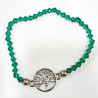 Bracelet Verre de Murano Vert Perles Facettées Coniques Insert Arbre de Vie