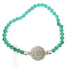 Bracelet Verre de Murano Vert Perles Facettées Coniques Insert Rosace
