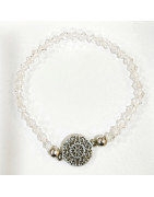 Bracelet Verre de Murano Cristal Perles Facettées Coniques Insert Rosace