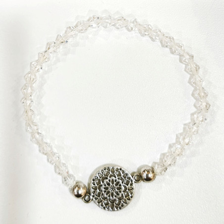Bracelet Verre de Murano Cristal Perles Facettées Coniques Insert Rosace