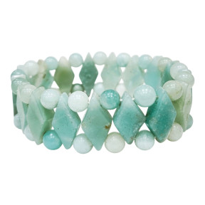 Bracelet Amazonite Lamelles Losanges et Pierres Rondes 6mm