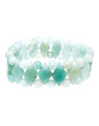 Bracelet Amazonite Lamelles Losanges et Pierres Rondes 6mm