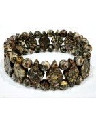 Bracelet Jaspe Pop Large Lamelles Losanges et Pierres Rondes 6mm