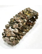 Bracelet Jaspe Pop Large Lamelles Losanges et Pierres Rondes 6mm