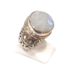 Bague Pierre de Lune Ronde Facetté Argent 925 Type Chevalière Taille 54