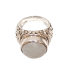 Bague Pierre de Lune Ronde Facetté Argent 925 Type Chevalière Taille 54