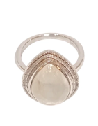Bague Pierre de Lune Goutte Argent 925 Ciselé Taille 57