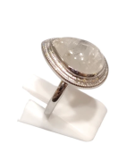 Bague Pierre de Lune Goutte Argent 925 Ciselé Taille 57