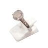 Bague Quartz Rose et Zirconium Ronde Facetté Argent 925 Ciselé Taille 60