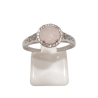 Bague Quartz Rose et Zirconium Ronde Facetté Argent 925 Ciselé Taille 60