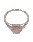 Bague Quartz Rose et Zirconium Ronde Facetté Argent 925 Ciselé Taille 60