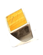Bague Œil de Tigre Carré Plat Argent 925 Type Chevalière Taille 65