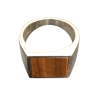 Bague Œil de Tigre Carré Plat Argent 925 Type Chevalière Taille 65