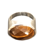 Bague Œil de Tigre Ovale Facetté Argent 925 Type Chevalière Taille 59