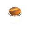 Bague Œil de Tigre Ovale Facetté Argent 925 Type Chevalière Taille 59